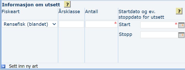 Utdrag frå søknadsskjemaet Driftsplaner for akvakulturanlegg i sjøvann (FD-0006).